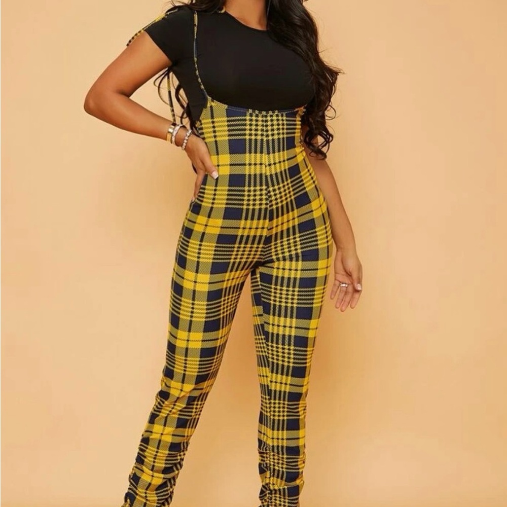 Yellow Plaid Women's Jumpsuit